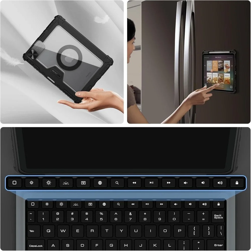 iPad Pro 11 iPad Air 5 4 Case with Keyboard Trackpad Backlit Nillkin Black‎